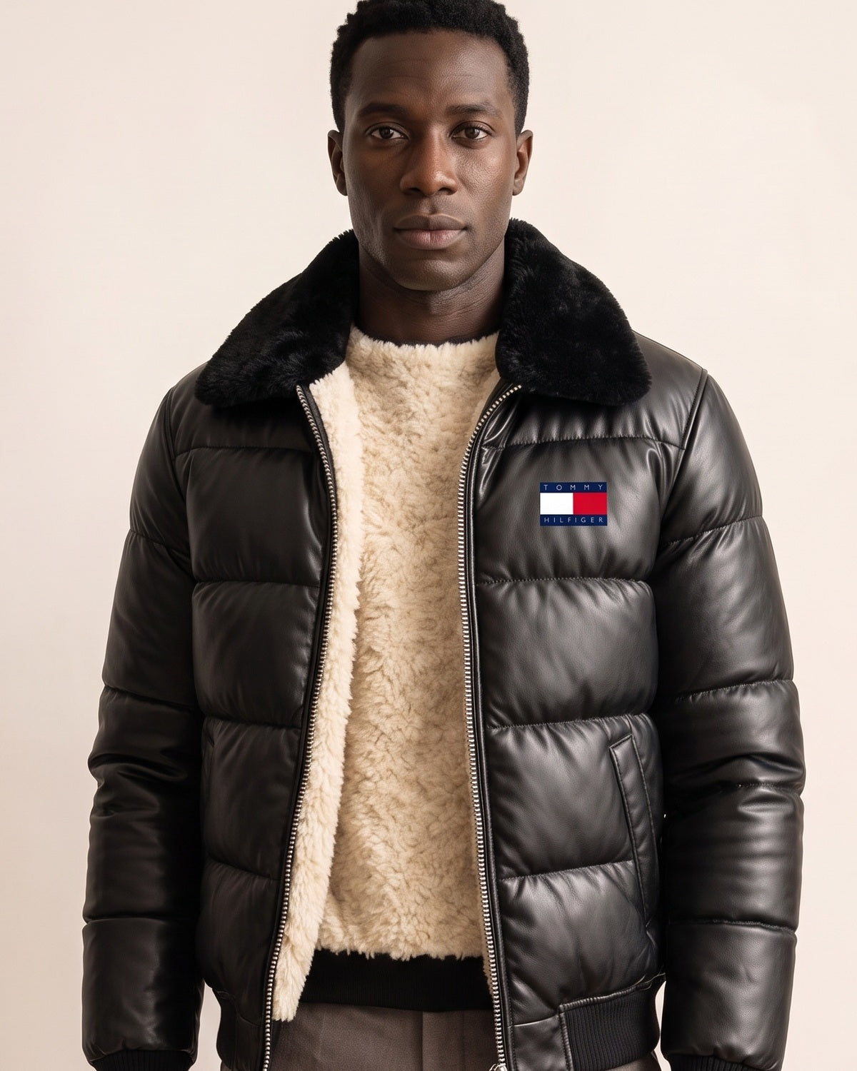 Collo e chiusura di TH - Giacca Patrick con fodera in pile caldo 🔥 Stile moderno