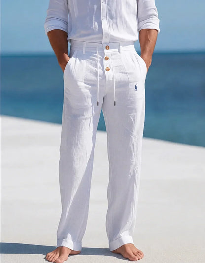 Pantaloni in Lino con Coulisse - Bianco