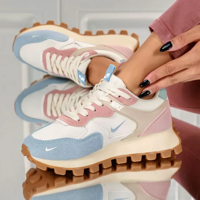 Sneaker donna beige, bianca e verde