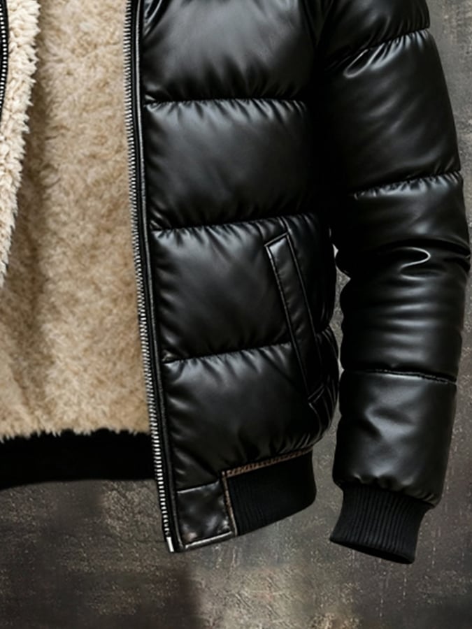 Giubbotto puffer con interno sherpa e collo caldo