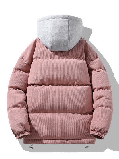 Cappotto Puffer con Cappuccio e Zip in Corduroy 2 in 1