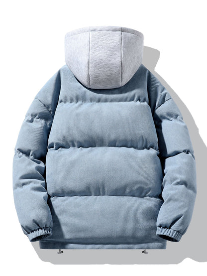 Cappotto Puffer con Cappuccio e Zip in Corduroy 2 in 1