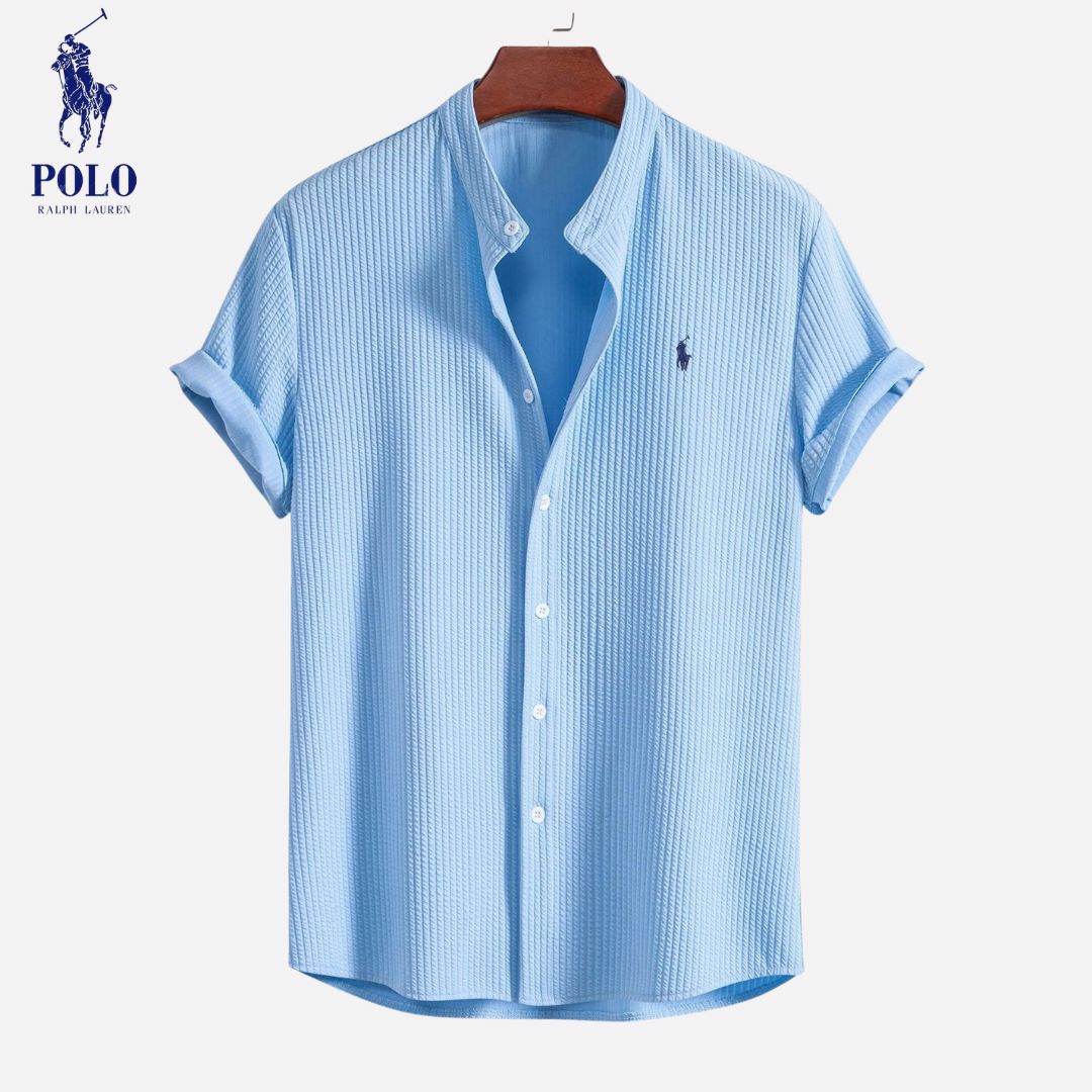 Camicia estiva testurizzata a maniche corte