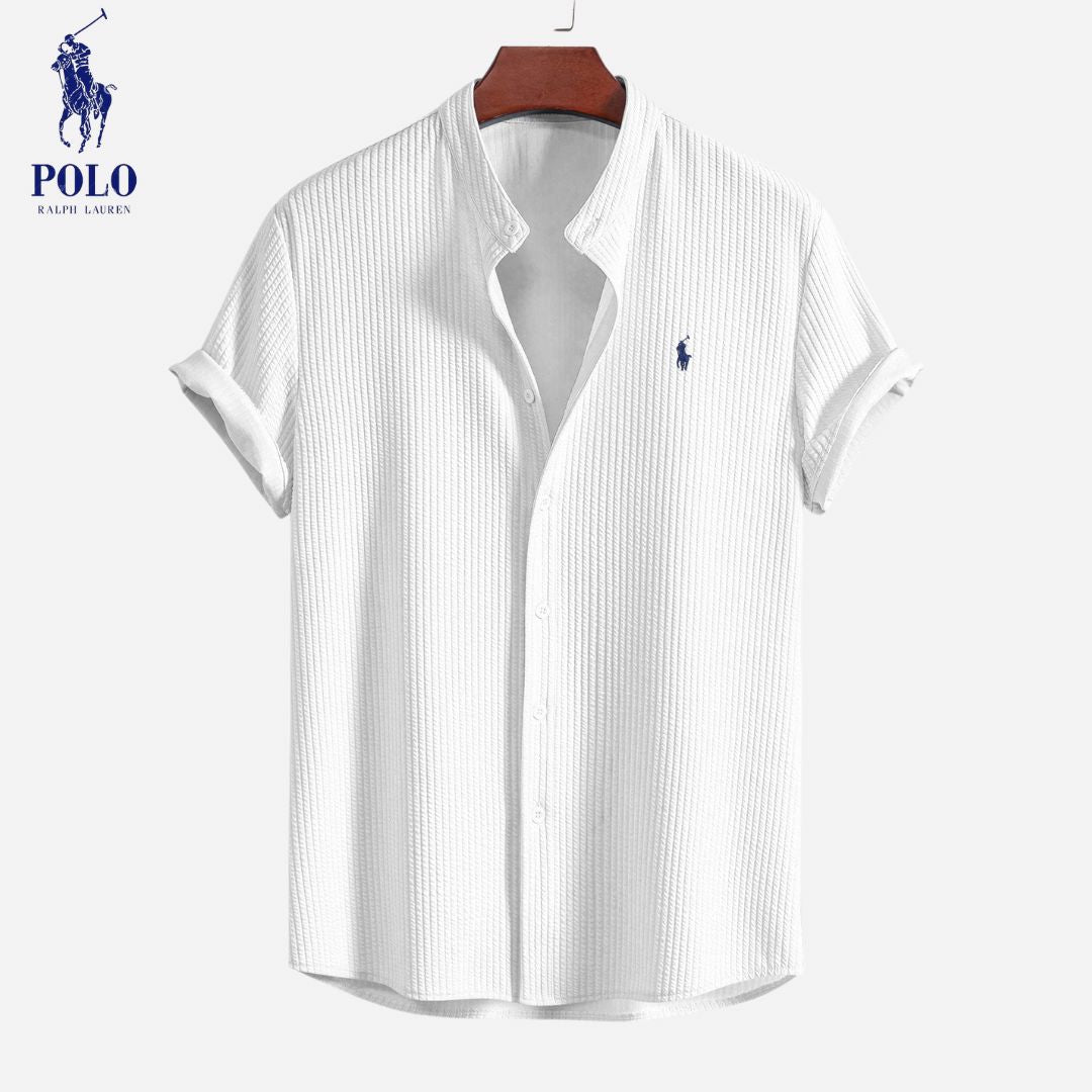 Camicia estiva testurizzata a maniche corte